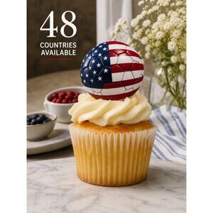 World Cup 2026 Soccer Cupcake Toppers: 48 Country Flags Party Decorations